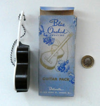 Load image into Gallery viewer, Very Rare 1930s Delavelle Blue Orchid Perfume Bottle in Novelty Guitar Case
