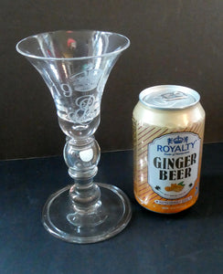 Rare KING EDWARD VII (1902) Engraved Coronation Glass with Hollow Stem Containing a Silver Three Pence Coin