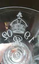 Load image into Gallery viewer, Rare KING EDWARD VII (1902) Engraved Coronation Glass with Hollow Stem Containing a Silver Three Pence Coin
