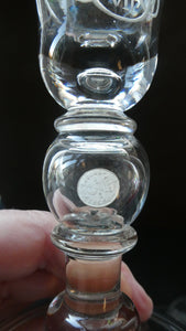 Rare KING EDWARD VII (1902) Engraved Coronation Glass with Hollow Stem Containing a Silver Three Pence Coin