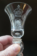 Load image into Gallery viewer, Rare KING EDWARD VII (1902) Engraved Coronation Glass with Hollow Stem Containing a Silver Three Pence Coin
