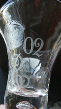 Load image into Gallery viewer, Rare KING EDWARD VII (1902) Engraved Coronation Glass with Hollow Stem Containing a Silver Three Pence Coin
