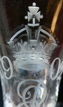 Load image into Gallery viewer, Rare KING EDWARD VII (1902) Engraved Coronation Glass with Hollow Stem Containing a Silver Three Pence Coin
