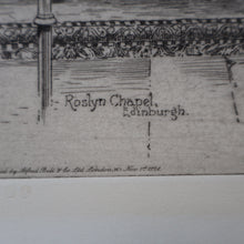 Load image into Gallery viewer, 1928 Etching of Rosslyn Chapel by Albany E. Howarth. Signed in Pencil
