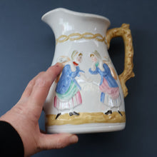 Load image into Gallery viewer, SCOTTISH POTTERY. Antique VICTORIAN 1860s Jug by Bells Pottery, Glasgow.  "The Fishwives" Pattern
