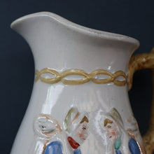 Load image into Gallery viewer, SCOTTISH POTTERY. Antique VICTORIAN 1860s Jug by Bells Pottery, Glasgow.  "The Fishwives" Pattern
