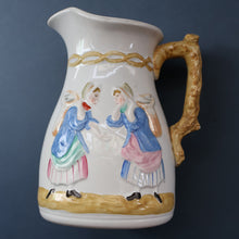 Load image into Gallery viewer, SCOTTISH POTTERY. Antique VICTORIAN 1860s Jug by Bells Pottery, Glasgow.  "The Fishwives" Pattern
