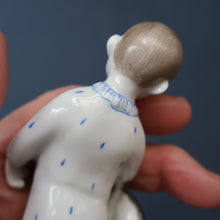 Load image into Gallery viewer, Very Rare Lomonosov SOVIET Figurine of a Little Boy with a Toy Rocking Horse
