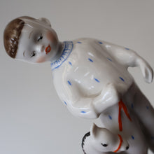 Load image into Gallery viewer, Very Rare Lomonosov SOVIET Figurine of a Little Boy with a Toy Rocking Horse

