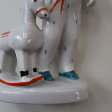Load image into Gallery viewer, Very Rare Lomonosov SOVIET Figurine of a Little Boy with a Toy Rocking Horse

