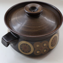 Load image into Gallery viewer, LARGE 1960s DENBY Arabesque Lidded Casserole Dish. Diameter 6 3/4 inches
