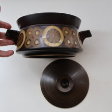 Load image into Gallery viewer, LARGE 1960s DENBY Arabesque Lidded Casserole Dish. Diameter 6 3/4 inches
