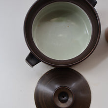Load image into Gallery viewer, LARGE 1960s DENBY Arabesque Lidded Casserole Dish. Diameter 6 3/4 inches
