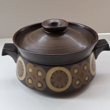 Load image into Gallery viewer, LARGE 1960s DENBY Arabesque Lidded Casserole Dish. Diameter 6 3/4 inches
