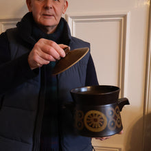 Load image into Gallery viewer, LARGEST 1960s DENBY Arabesque Lidded Casserole High Pot. 6 inches in height
