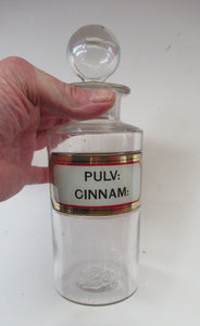 Antique Chemist Bottle with Ball Stopper and Foil Glass Covered Label