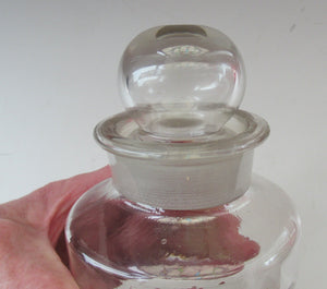 Antique Chemist Bottle with Ball Stopper and Foil Glass Covered Label