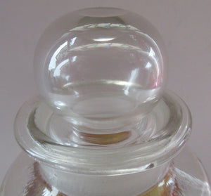 Antique Chemist Bottle with Ball Stopper and Foil Glass Covered Label
