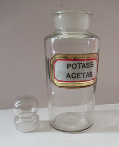 Antique Chemist Bottle with Ball Stopper and Foil Glass Covered Label