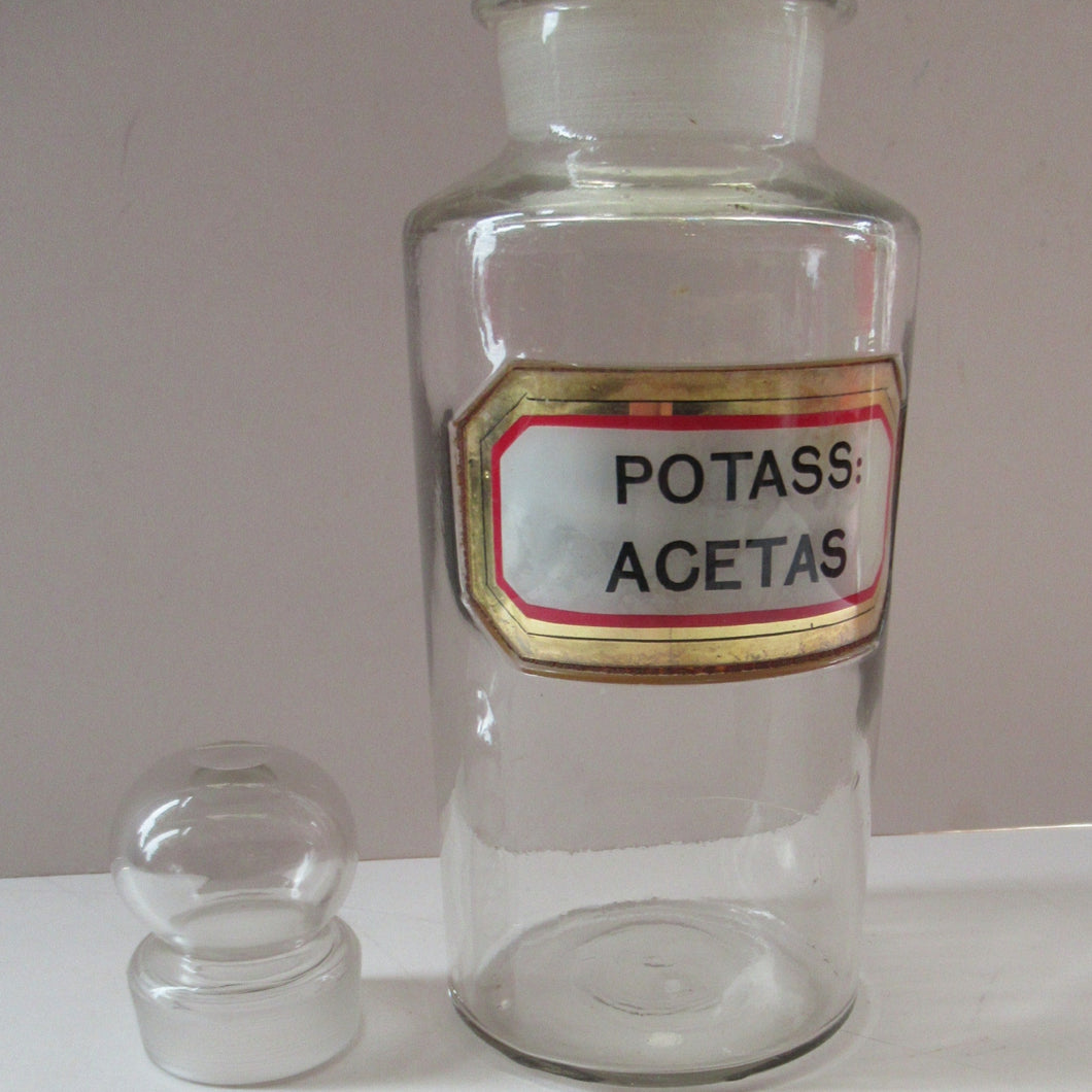 Antique Chemist Bottle with Ball Stopper and Foil Glass Covered Label