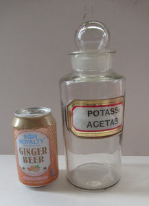 Antique Chemist Bottle with Ball Stopper and Foil Glass Covered Label