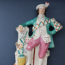 Load image into Gallery viewer, LARGE 19th Century Staffordshire Figurine of a Gardener at a Stream. 14 1/4 inches
