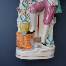 Load image into Gallery viewer, LARGE 19th Century Staffordshire Figurine of a Gardener at a Stream. 14 1/4 inches

