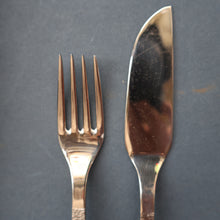 Load image into Gallery viewer, GERALD BENNEY for Viners, Sheffield. STUDIO Pattern. Set of Longer Length Fish Knives and Forks. Iconic 1960s Stainless Steel Cutlery
