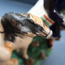 Load image into Gallery viewer, RARE 19th Century Staffordshire Figurine  of a Scottish Gamekeeper with his Horse &amp; Deer
