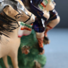 Load image into Gallery viewer, RARE 19th Century Staffordshire Figurine  of a Scottish Gamekeeper with his Horse &amp; Deer
