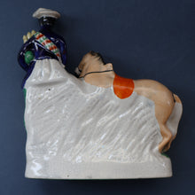Load image into Gallery viewer, RARE 19th Century Staffordshire Figurine  of a Scottish Gamekeeper with his Horse &amp; Deer
