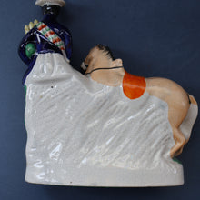 Load image into Gallery viewer, RARE 19th Century Staffordshire Figurine  of a Scottish Gamekeeper with his Horse &amp; Deer
