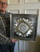 Load image into Gallery viewer, Collectable Original 1970s Metallic Silver Hologram Op-Art Picture. Framed in Original Frame
