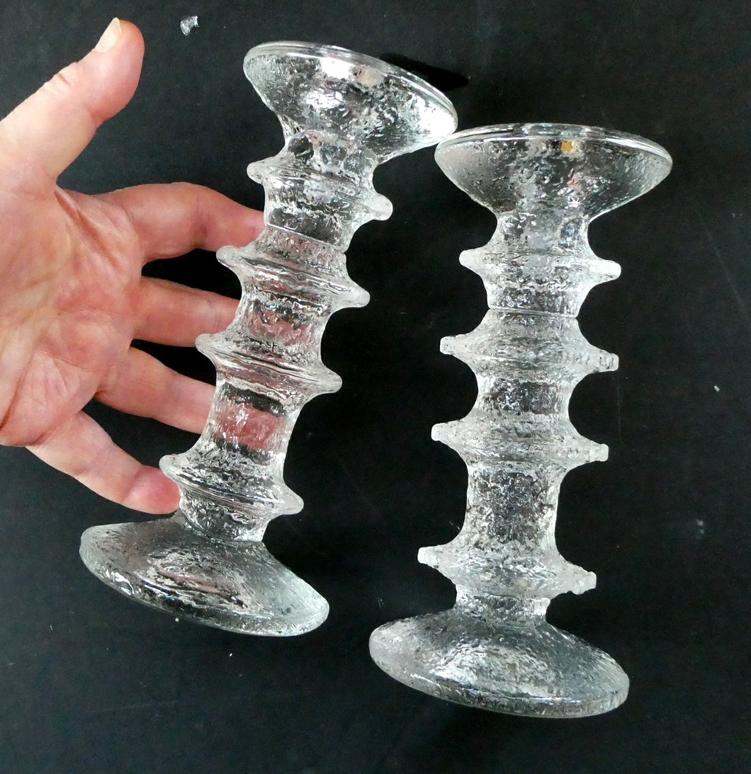 Ittala Finnish Glass Festivo Four Ring Candlesticks Timo Sarpaneva 