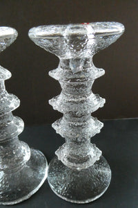 Ittala Finnish Glass Festivo Four Ring Candlesticks Timo Sarpaneva 