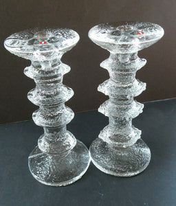 Ittala Finnish Glass Festivo Four Ring Candlesticks Timo Sarpaneva 