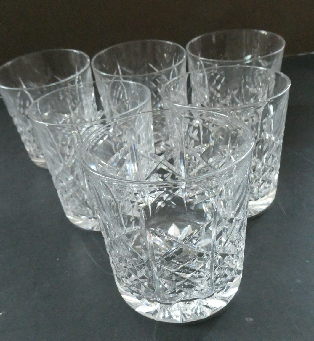 6 EDINBURGH CRYSTAL Matching Whisky Tumblers HIGHLAND CUT 1960s; Each with Etched Signature.