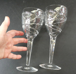 Pair of Stuart Crystal Aura Wine Glases Jasper Conran 9 inches