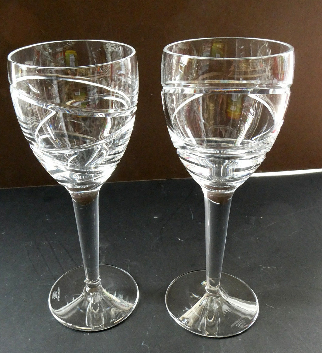 Pair of Stuart Crystal Aura Wine Glases Jasper Conran 9 inches