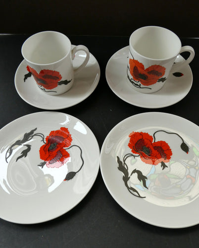 Pair of Susie Cooper Cornpoppy Trios