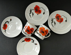 Pair of Susie Cooper Cornpoppy Trios