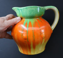 Load image into Gallery viewer, Large 1930s TUDOR Ceramics Art Deco Colourful Dripware Jug. Height 6 1/2 inches
