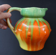 Load image into Gallery viewer, Large 1930s TUDOR Ceramics Art Deco Colourful Dripware Jug. Height 6 1/2 inches
