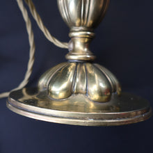 Load image into Gallery viewer, ART NOUVEAU Early 20th Century Brass Table Lamp with White Glass Shade. REWIRED

