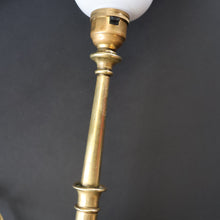 Load image into Gallery viewer, ART NOUVEAU Early 20th Century Brass Table Lamp with White Glass Shade. REWIRED

