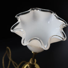 Load image into Gallery viewer, ART NOUVEAU Early 20th Century Brass Table Lamp with White Glass Shade. REWIRED

