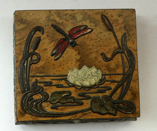 Antique  Edwardian Art Nouveau Confectionary Tin. Dragonfly Design