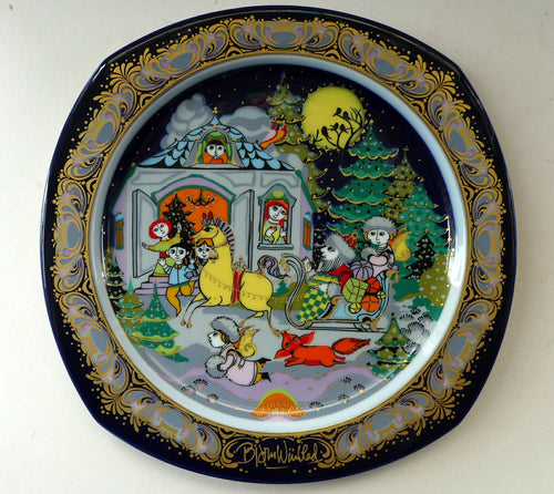 Vintage BJORN WIINBLAD Large Porcelain Wall Plate. CHRISTMAS 1984 Rosenthal Studio-Line. 11 INCHES
