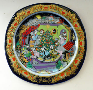 Vintage BJORN WIINBLAD Large Porcelain Wall Plate. CHRISTMAS 1986