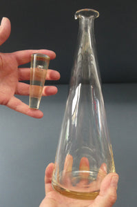 1950s HOLMEGAARD Princess Tall Conical Decanter with Internal Bubble in Stopper